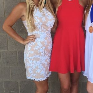 Cocktail White Lace Look Sequin Dress